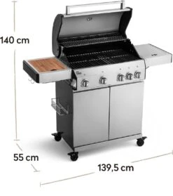 Burnhard Gas BBQ Big FRED Deluxe - 4 Branders - Incl. Keramische Infraroodbrander & Afdekhoes - Deluxe -Keuken Accessoires Verkoop 1063x1200 1