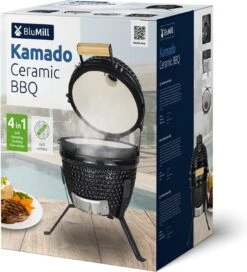 BluMill Kamado BBQ Egg - Kamado 13 Inch - Incl. Vlees Thermometer - Houtskoolbarbecues - Zwart - Ø 27cm -Keuken Accessoires Verkoop 1090x1200