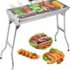 Uten - Houtskoolbarbecue - Opvouwbare Barbecue - Houtskoolbarbecues - Draagbare Camping Barbecue - 430 Roestvrij Staal Grill BBQ - 5-10 Persoon Tuin Buitenfeest - Zilver -Keuken Accessoires Verkoop 1133x1200
