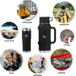 MacGyver RVS Thermoskan 1.5 Ltr – RVS Thermosbeker 0,55 Ltr - Langdurig Warm/koud - Zwart -Keuken Accessoires Verkoop 1189x1200 2