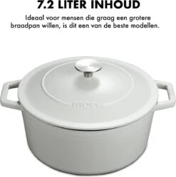 MOA Gietijzeren Braadpan - Inhoud 7,2 Liter - 30CM - Rond - Alle Warmtebronnen - Ook Voor Inductie - Gewicht 7,3 Kg - Wit - C30W -Keuken Accessoires Verkoop 1192x1200 3