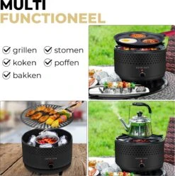 Ozocozy BBQ-ONE Houtskool Tafelbarbecue - Ø30 Cm- Zwart - Incl. Draagtas, Siliconen Bakkwast En RVS-Barbecuetang -Keuken Accessoires Verkoop 1193x1200 4