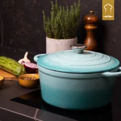 Chefarone Gietijzeren Pan - Braadpan Inclusief Deksel - Geschikt Voor Alle Warmtebronnen - Geëmailleerd Blauw -Keuken Accessoires Verkoop 1199x1200 2