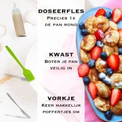 IRONO Poffertjespan Set - Incl. Doseerfles, Kwast En Vork - Poffertjespan Inductie En Electrisch - Poffertjesmaker 19 Poffertjes - Poffertjes Maken - Spuitfles - Cadeau Voor Mannen En Vrouwen -Keuken Accessoires Verkoop 1199x1200
