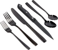 Deleca 6 Persoons Bestekset (36-delig) - Lepels, Messen, Vorken & Steakmessen - Vaatwasserbestendig - Zwart / RVS -Keuken Accessoires Verkoop 1200x1036 4