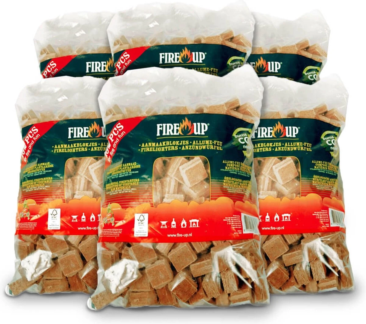 Fire-Up Aanmaakblokjes Voordeelbox Met 1152 Stuks - 6x 192st 3 Fire-Up Aanmaakblokjes Voordeelbox Met 1152 Stuks - 6x 192st