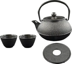 SakuraTea - Theepot Set - 4-delig - Gietijzer - Zwart - 0.8L - 2 Kopjes (100ml) -Keuken Accessoires Verkoop 1200x1068 1