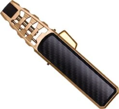 Merkloos Turbo Jetflame Aansteker - Gasbrander - Vuurwerk Torch - Crème Brûlée Brander - BBQ En Sigaren Aansteker - Windproof - Carbon Met Goudkleurige Metalen Behuizing -Keuken Accessoires Verkoop 1200x1094 1
