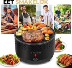 Ozocozy BBQ-ONE Houtskool Tafelbarbecue - Ø30 Cm- Zwart - Incl. Draagtas, Siliconen Bakkwast En RVS-Barbecuetang -Keuken Accessoires Verkoop 1200x1133 4