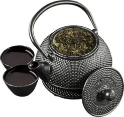 SakuraTea - Theepot Set - 4-delig - Gietijzer - Zwart - 0.8L - 2 Kopjes (100ml) -Keuken Accessoires Verkoop 1200x1142