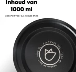 Vatten® - Premium RVS Theepot - Incl. RVS Theefilter - 1L - Zwart - Dubbelwandig -Keuken Accessoires Verkoop 1200x1143