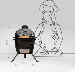 BluMill Kamado BBQ Egg - Kamado 13 Inch - Incl. Vlees Thermometer - Houtskoolbarbecues - Zwart - Ø 27cm -Keuken Accessoires Verkoop 1200x1156 2