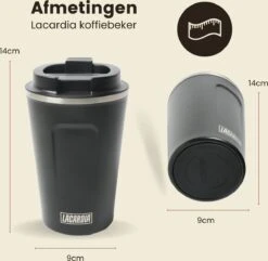 LaCardia Koffiebeker To Go Premium Zwart – Thermosbeker – Theebeker – 380ML – Herbruikbaar -Keuken Accessoires Verkoop 1200x1171 3