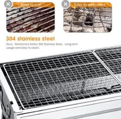 Uten - Houtskoolbarbecue - Opvouwbare Barbecue - Houtskoolbarbecues - Draagbare Camping Barbecue - 430 Roestvrij Staal Grill BBQ - 5-10 Persoon Tuin Buitenfeest - Zilver -Keuken Accessoires Verkoop 1200x1184 3