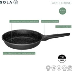 Sola Koekenpan Fair Cooking - Ø 28 Cm - Zwart/wit - Aluminium - Antiaanbaklaag -Keuken Accessoires Verkoop 1200x1189