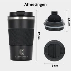 Castagnola Design RVS Koffiebeker To Go - Zwart - 380ml - Thermosbeker - Theebeker -Keuken Accessoires Verkoop 1200x1191 3