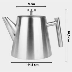 Castagnola Theepot Met Filter – Theekan – Theepot Dubbelwandig – Theepot Roestvrijstaal – Hoogwaardig RVS – 1 Liter – 5 Kopjes Thee – Zilver -Keuken Accessoires Verkoop 1200x1195 4