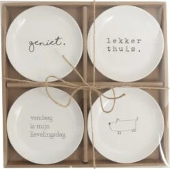 Gusta - Gebaksbordjes - ø 15 Cm - Set 4 Stuks - Porselein - Wit -Keuken Accessoires Verkoop 1200x1195 8