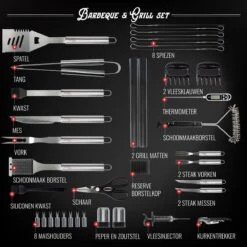 Mountain Jack® 40-Delige Luxe BBQ Grill Accessoires Set In Roestvrij Staal – Barbecue Gereedschap – Tangenset, Vlees Thermometer, Vleestang, Borstel, Spiezen, Vleesmes, Vleesvork 17 Mountain Jack® 40-Delige Luxe BBQ Grill Accessoires Set In Roestvrij Staal – Barbecue Gereedschap – Tangenset, Vlees Thermometer, Vleestang, Borstel, Spiezen, Vleesmes, Vleesvork -Keuken Accessoires Verkoop 1200x1199 15
