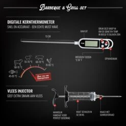 Mountain Jack® 40-Delige Luxe BBQ Grill Accessoires Set In Roestvrij Staal – Barbecue Gereedschap – Tangenset, Vlees Thermometer, Vleestang, Borstel, Spiezen, Vleesmes, Vleesvork 18 Mountain Jack® 40-Delige Luxe BBQ Grill Accessoires Set In Roestvrij Staal – Barbecue Gereedschap – Tangenset, Vlees Thermometer, Vleestang, Borstel, Spiezen, Vleesmes, Vleesvork -Keuken Accessoires Verkoop 1200x1199 16