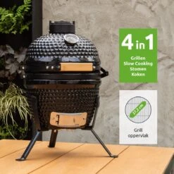 BluMill Kamado BBQ Egg - Kamado 13 Inch - Incl. Vlees Thermometer - Houtskoolbarbecues - Zwart - Ø 27cm -Keuken Accessoires Verkoop 1200x1200 1000