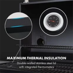 Klarstein Kingsville Double Barbecue - Houtskool- En Gasbarbecue - Smoker BBQ - Inclusief Deksels En Thermometer - Met 2 Roosters - Zwart -Keuken Accessoires Verkoop 1200x1200 1025