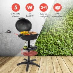 KitchenBrothers Elektrische BBQ - Met Grillplaat - Anti-aanbaklaag - Incl. Plank/Houders - Grilloppervlak 46,5x33,8cm - Tot 300°C - 2400W - Zwart -Keuken Accessoires Verkoop 1200x1200 1031