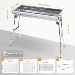 Uten - Houtskoolbarbecue - Opvouwbare Barbecue - Houtskoolbarbecues - Draagbare Camping Barbecue - 430 Roestvrij Staal Grill BBQ - 5-10 Persoon Tuin Buitenfeest - Zilver -Keuken Accessoires Verkoop 1200x1200 1080