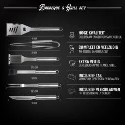 Mountain Jack® 40-Delige Luxe BBQ Grill Accessoires Set In Roestvrij Staal – Barbecue Gereedschap – Tangenset, Vlees Thermometer, Vleestang, Borstel, Spiezen, Vleesmes, Vleesvork 15 Mountain Jack® 40-Delige Luxe BBQ Grill Accessoires Set In Roestvrij Staal – Barbecue Gereedschap – Tangenset, Vlees Thermometer, Vleestang, Borstel, Spiezen, Vleesmes, Vleesvork -Keuken Accessoires Verkoop 1200x1200 1165