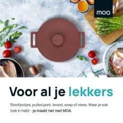 MOA Gietijzeren Braadpan - Inhoud 4,75 Liter - 26CM - Rond - Alle Warmtebronnen - Ook Voor Inductie - Gewicht 5,8 Kg - Bordeaux Rood - MC26BR -Keuken Accessoires Verkoop 1200x1200 161