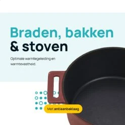 MOA Gietijzeren Braadpan - Inhoud 4,75 Liter - 26CM - Rond - Alle Warmtebronnen - Ook Voor Inductie - Gewicht 5,8 Kg - Bordeaux Rood - MC26BR -Keuken Accessoires Verkoop 1200x1200 162