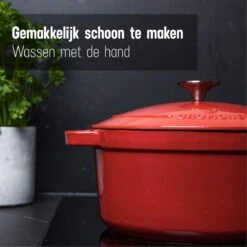 Daumonet Carême Rouge Gietijzeren Braadpan - Sudderpan Kersen Rood - Rond - Ø26 Cm - 4,4 Liter - PFAS & PFOA Vrij - Emaille - Geschikt Voor Alle Warmtebronnen - Elektrisch - Gas - Halogeen - Inductie - Keramisch - Vaatwasserbestendig -Keuken Accessoires Verkoop 1200x1200 392