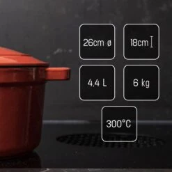 Daumonet Carême Rouge Gietijzeren Braadpan - Sudderpan Kersen Rood - Rond - Ø26 Cm - 4,4 Liter - PFAS & PFOA Vrij - Emaille - Geschikt Voor Alle Warmtebronnen - Elektrisch - Gas - Halogeen - Inductie - Keramisch - Vaatwasserbestendig -Keuken Accessoires Verkoop 1200x1200 394