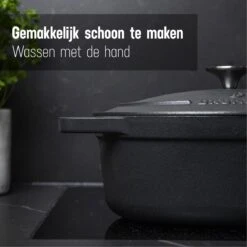 Gietijzeren Braadpan - Sudderpan Zwart Van Daumonet - Ovaal - Ø 29 Cm - 3 Liter - 100% PFAS & PFOA Vrij - Emaille - Geschikt Voor Alle Warmtebronnen - Elektrisch - Gas - Halogeen - Inductie - Keramisch - Vaatwasserbestendig -Keuken Accessoires Verkoop 1200x1200 432