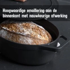 Gietijzeren Braadpan - Sudderpan Zwart Van Daumonet - Ovaal - Ø 29 Cm - 3 Liter - 100% PFAS & PFOA Vrij - Emaille - Geschikt Voor Alle Warmtebronnen - Elektrisch - Gas - Halogeen - Inductie - Keramisch - Vaatwasserbestendig -Keuken Accessoires Verkoop 1200x1200 435