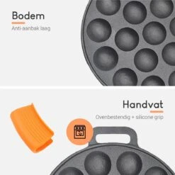 Ocina Poffertjespan – Combo Pack – 19 Poffertjes – Poffertjesmaker – Poffertjespan Inductie – Poffertjespan Electrisch – Gietijzeren Pan - Inclusief Doseerfles, Handvaten, 6x Poffertjesvorken En Invetkwast – Gratis Receptenboek -Keuken Accessoires Verkoop 1200x1200 484