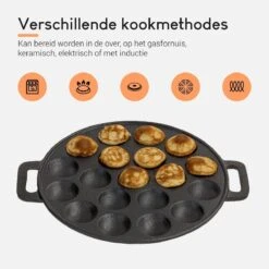 Ocina Poffertjespan – Combo Pack – 19 Poffertjes – Poffertjesmaker – Poffertjespan Inductie – Poffertjespan Electrisch – Gietijzeren Pan - Inclusief Doseerfles, Handvaten, 6x Poffertjesvorken En Invetkwast – Gratis Receptenboek -Keuken Accessoires Verkoop 1200x1200 486
