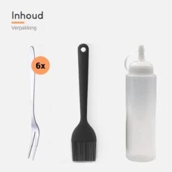 Ocina Poffertjespan Accessoires Set - Doseerfles - Poffertjes Spuitfles - 6x Poffertjes Vork - Kwast - Siliconen Kwast - Bakkwast - Gratis Poffertjes E-Book -Keuken Accessoires Verkoop 1200x1200 542