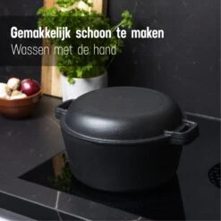 Daumonet Ducasse Gietijzeren Double Use Braadpan - Combi Sudderpan Zwart - 2-in-1 Bak- En Braadpan - PFAS & PFOA Vrij - Rond - Ø 26 Cm - 4,4 Liter - Emaille - Alle Warmtebronnen - Elektrisch - Gas - Halogeen - Inductie - Keramisch -Keuken Accessoires Verkoop 1200x1200 587