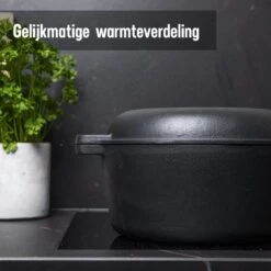 Daumonet Ducasse Gietijzeren Double Use Braadpan - Combi Sudderpan Zwart - 2-in-1 Bak- En Braadpan - PFAS & PFOA Vrij - Rond - Ø 26 Cm - 4,4 Liter - Emaille - Alle Warmtebronnen - Elektrisch - Gas - Halogeen - Inductie - Keramisch -Keuken Accessoires Verkoop 1200x1200 588