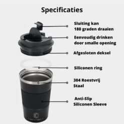 Castagnola Design RVS Koffiebeker To Go - Zwart - 380ml - Thermosbeker - Theebeker -Keuken Accessoires Verkoop 1200x1200 607