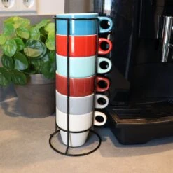 Orange85 Koffiekopjes - Met Houder - Set Van 6 - Gekleurd - 300 Ml - Keramiek -Keuken Accessoires Verkoop 1200x1200 693