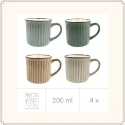 OTIX Koffiekopjes - Met Oor - Set Van 4 - Aardewerk - 200 Ml -Keuken Accessoires Verkoop 1200x1200 730
