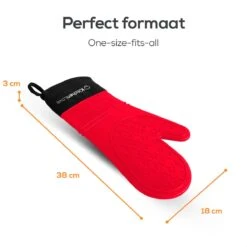 KitchenLove Ovenwanten - 2 Stuks Ovenhandschoenen - Hittebestendig Tot 250 °C - Siliconen - Rood -Keuken Accessoires Verkoop 1200x1200 791