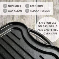 Nuovva Dubbelzijdig Gietijzeren Grillplaat - 50cm X 26cm -Keuken Accessoires Verkoop 1200x1200 80