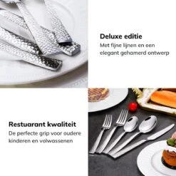 Deleca 6 Persoons Bestekset Deluxe (30-delig) - Vorken, Lepels En Messen - Vaatwasserbestendig - Gehamerd - Zilver / RVS -Keuken Accessoires Verkoop 1200x1200 882