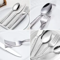 Deleca 6 Persoons Bestekset Deluxe (30-delig) - Vorken, Lepels En Messen - Vaatwasserbestendig - Gehamerd - Zilver / RVS -Keuken Accessoires Verkoop 1200x1200 883