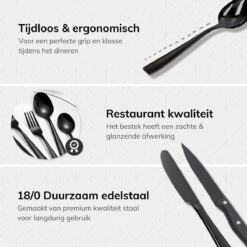 Deleca 6 Persoons Bestekset (36-delig) - Lepels, Messen, Vorken & Steakmessen - Vaatwasserbestendig - Zwart / RVS -Keuken Accessoires Verkoop 1200x1200 894