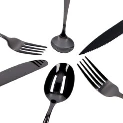 Deleca 6 Persoons Bestekset (36-delig) - Lepels, Messen, Vorken & Steakmessen - Vaatwasserbestendig - Zwart / RVS -Keuken Accessoires Verkoop 1200x1200 895