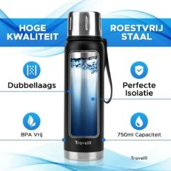 TravelR Thermosfles - Thermoskan - Drinkfles - Isoleerfles - BPA Vrij - Roestvrij Staal - 750 ML - Mat Zwart 10 TravelR Thermosfles - Thermoskan - Drinkfles - Isoleerfles - BPA Vrij - Roestvrij Staal - 750 ML - Mat Zwart -Keuken Accessoires Verkoop 1200x1200 901